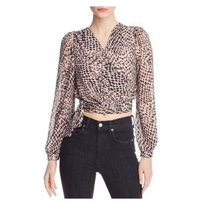 Lucy Paris Pink Animal Print Long Sleeve Wrap Top
